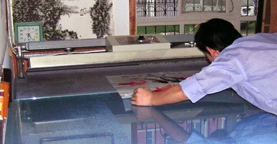 Pressing raw xuan paper art