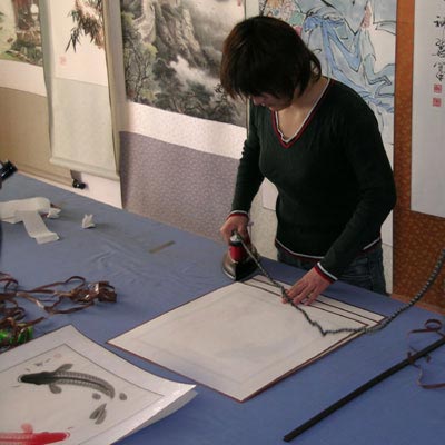 Adding keyline to a Chinese portrait mount