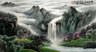 South Chinese Mountain / Valley Waterfall Landscape Painting