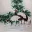 Chinese Cranes and Bamboo Painting