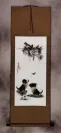 Charcoal Kittens Butterfly & Grapes Wall Scroll