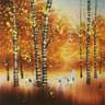 Autumn in Birch Forest Painting