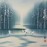 Cranes Winter Watercolor Painting