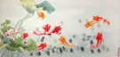 Large Chinese Koi Fish Painting