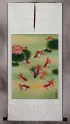 Gold Fish & Flowers - Asian Wall Scroll