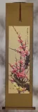 Reddish-Pink and Yellow Plum Blossom Wall Scroll