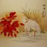 White Egrets - Autumn Pond Painting