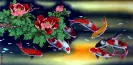 Huge Koi Fish and Flower Painting