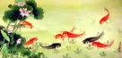 Koi Fish & Lotus Flowers Painting