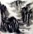 Waterfall & Pine Tree Mountain Painting