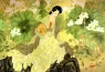 Classy Chinese Lady with Lotus and Koi Fish - Large Painting