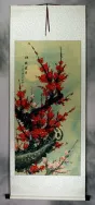 Big Deep Red Plum Blossom Wall Scroll