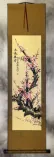 Colorful Pink Plum Blossom Wall Scroll