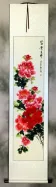 Long Red and Pink Peony Flower Wall Scroll