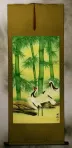 Big Cranes and Green Bamboo Wall Scroll