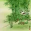 Birds and Green Bamboo Painting