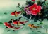Koi Fish & Peony Flowers Art