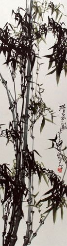 Chinese Bamboo Wall Scroll close up view
