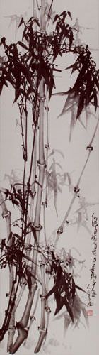 Chinese Bamboo Wall Scroll close up view