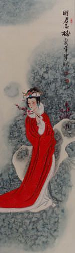 Zhao-Jun Distinguished Beauty of Ancient China Scroll close up view