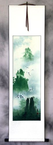 Spirits Visit Yellow Mountain Cranes - Wall Scroll