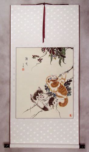 Asian Kittens Wall Scroll
