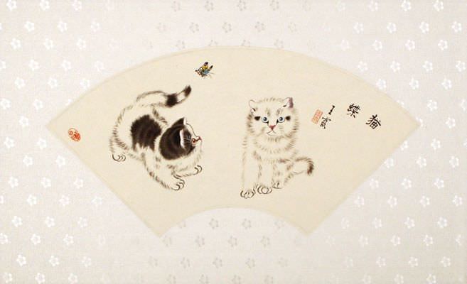 Fan-Style Kittens Painting