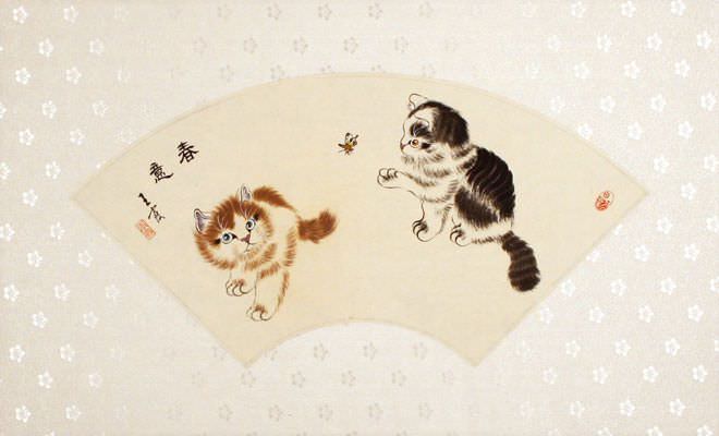 Fan-Style Kittens Painting