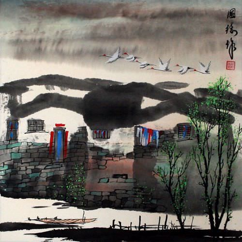 Birds Over Suzhou - Chinese Venice Painting