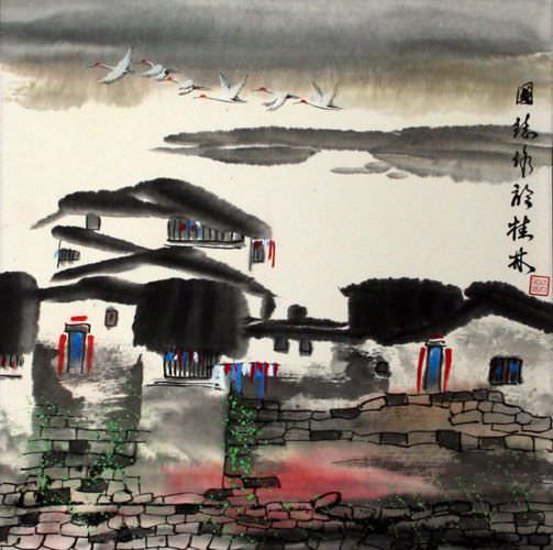 Birds Over Suzhou - Chinese Venice Painting
