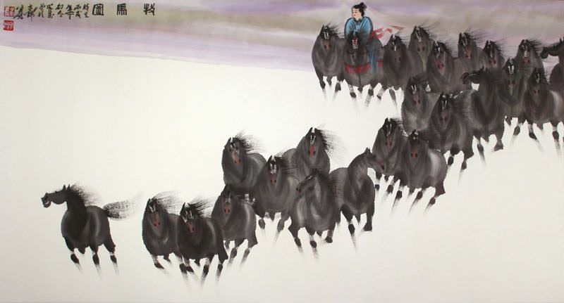 Tang Dynasty Horses - Large Painting