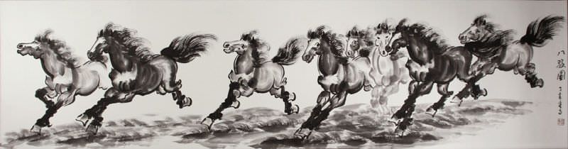 Eight Beauties - Chinese Horse Painting