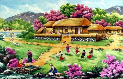 North Korean Village Painting