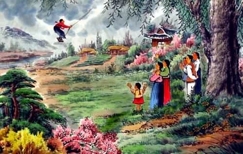 North Korean Swinging Fun Painting