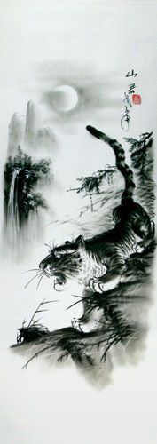 Charcoal Prowling Tiger Drawing