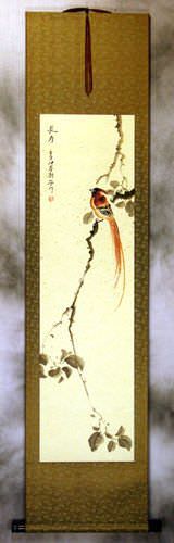 Longevity - Bird and Flower Wall Scroll