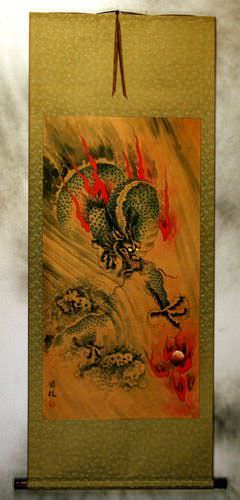 Flying Chinese Dragon - Asian Wall Scroll